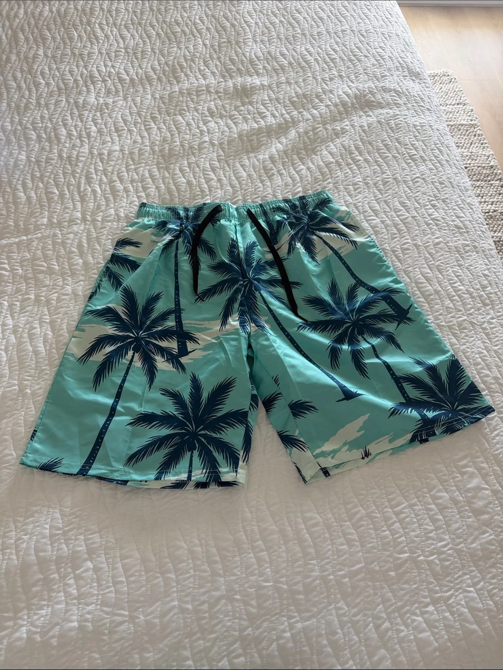 Men's Turquoise Palm Print Swim Shorts